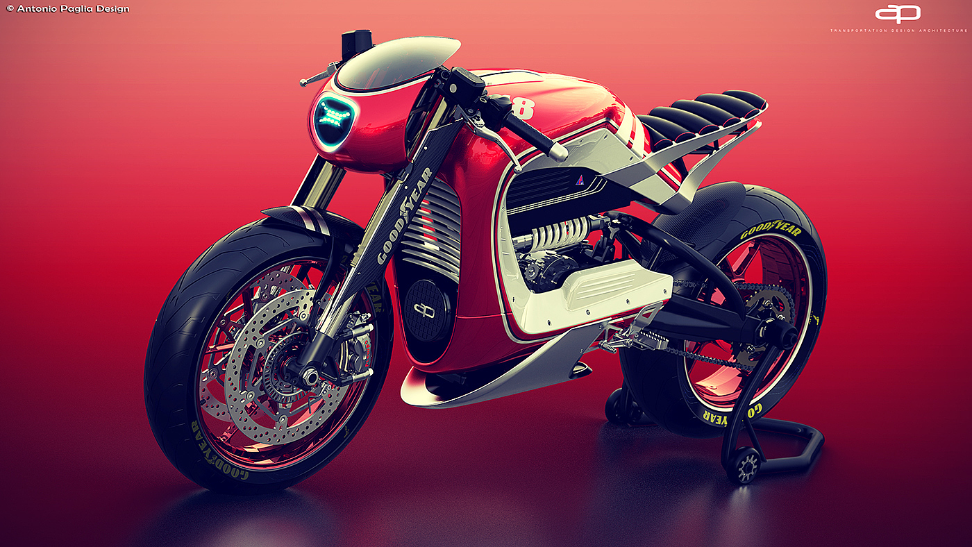 Retro style，Future design，motorcycle，locomotive，conceptual design，